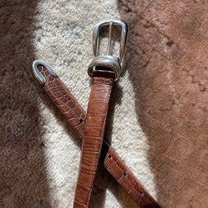 Brown Leather Belt with Silver Hardware